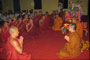 Buddhist monks greeting Venerable Phrakhru Sitthiwarakhom and his members on his arrival to Namsai temple, November 3-7, 2011.